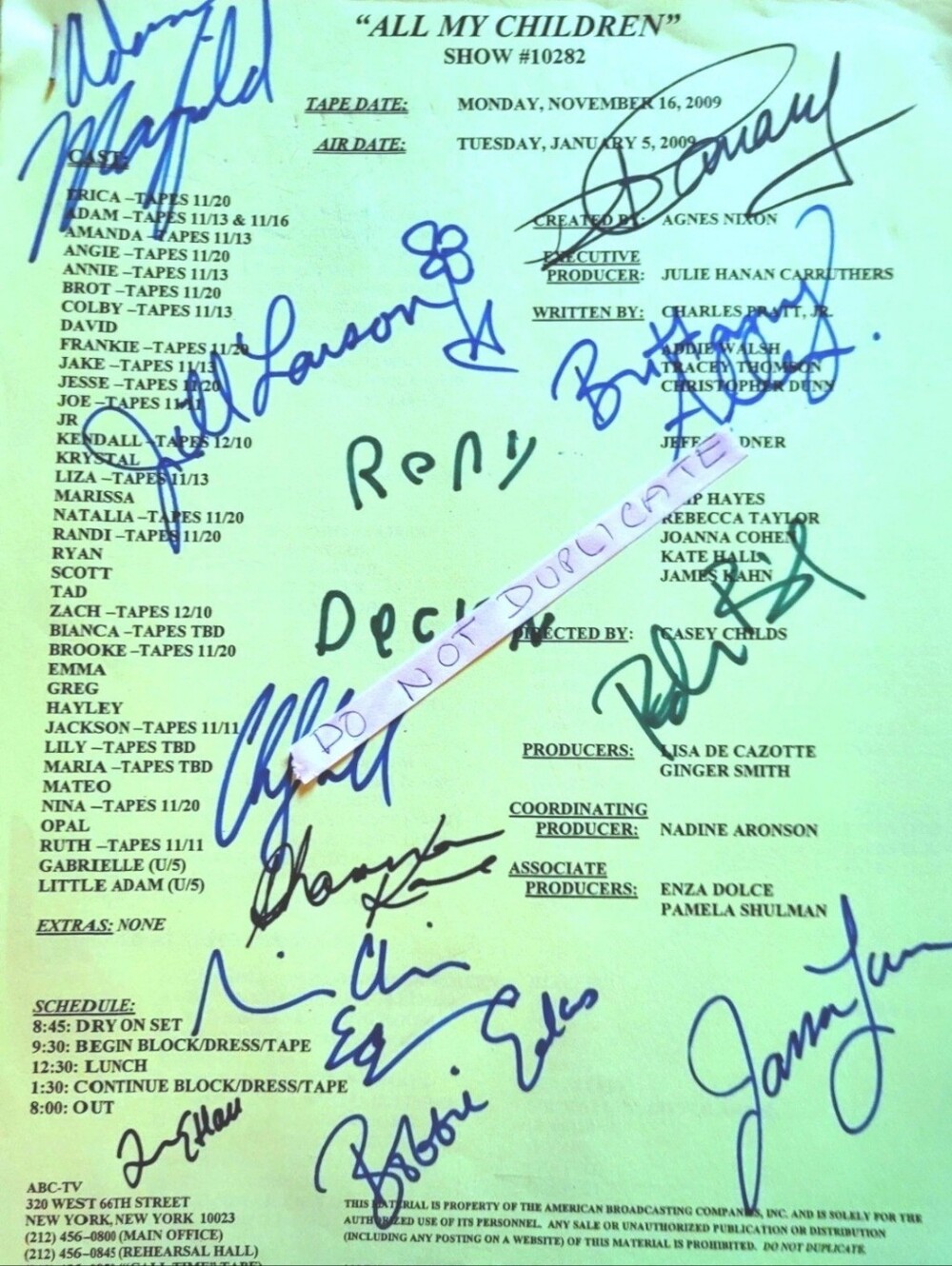 RARE VINTAGE ALL MY CHILDREN AUTOGRAPHED SOAP OPERA SCRIPT